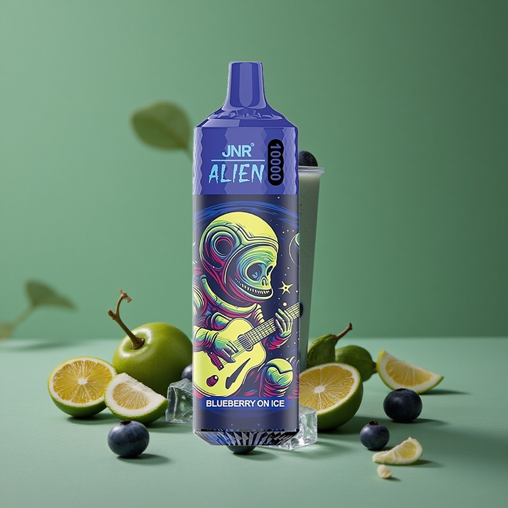 Blåbær På Is JNR Alien 10000 Pust 20ml E-væske Type-C Hurtigopladning Denmark vape