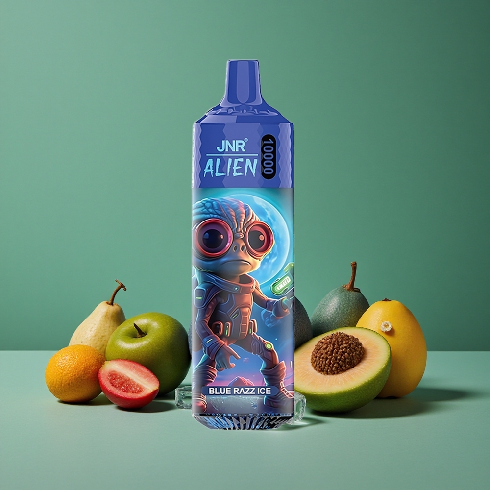 Blå hindbær is JNR Alien 10000 Pust 850mAh Batterikapacitet 20ml E-væske Denmark vape