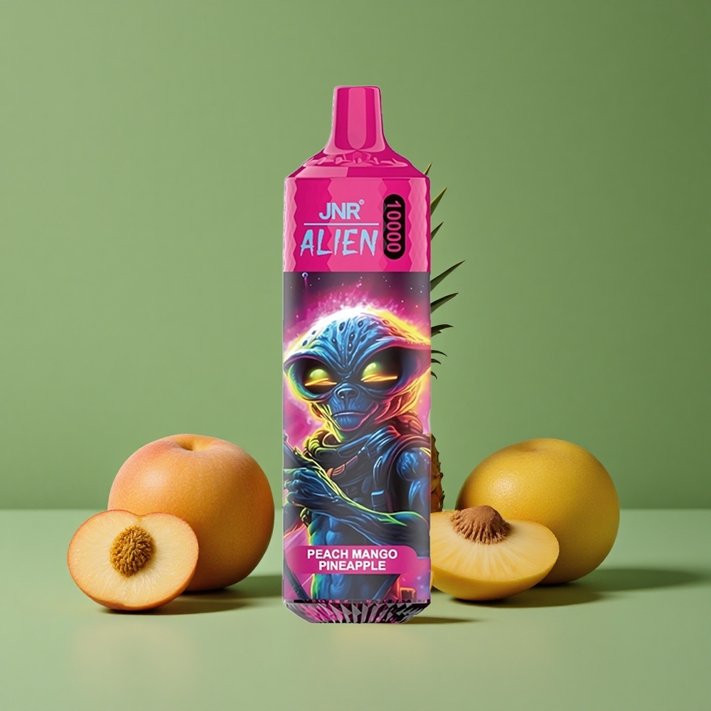 Fersken mango ananas JNR Alien 10000 Pust 850mAh Batterikapacitet 20ml E-væske Denmark vape