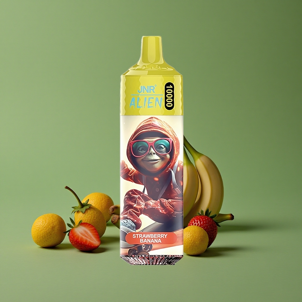 Jordbær Banan JNR Alien 10000 Pust 850mAh Batterikapacitet 20ml E-væske Denmark vape