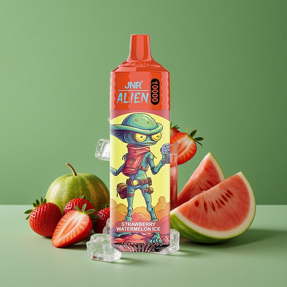 Jordbær Vandmelon Is JNR Alien 10000 Pust 850mAh Batterikapacitet 20ml E-væske Denmark vape