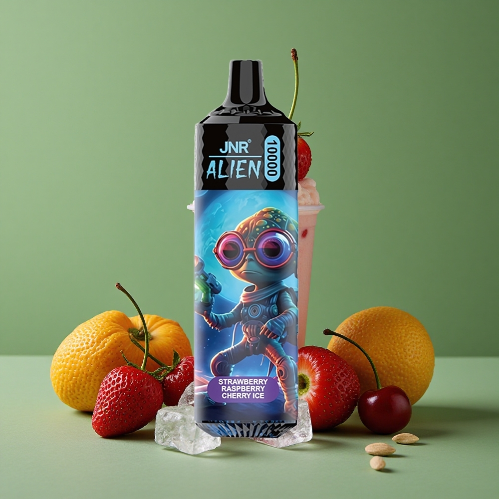 Jordbær hindbær kirsebær is JNR Alien 10000 Pust 850mAh Batterikapacitet Type-C Hurtigopladning Denmark vape
