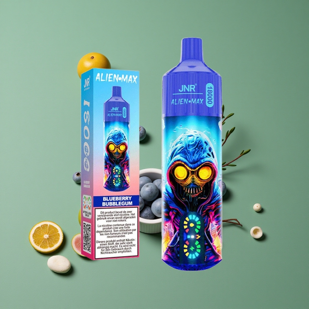 Blåbær Bubblegum JNR Alien Max 18000 Pust 28ml E-væske & 850mAh Batteri Denmark vape