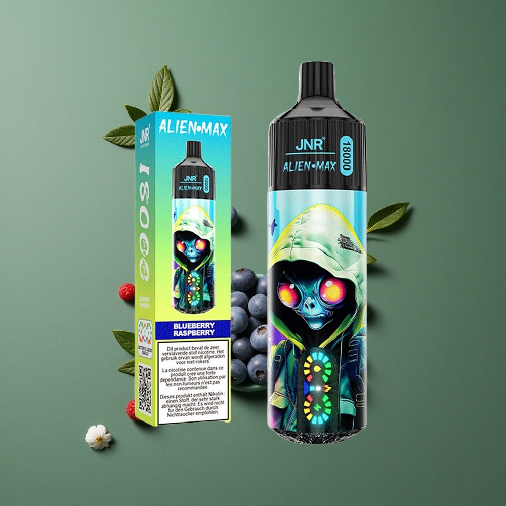 Blåbær Hindbær JNR Alien Max 18000 Pust Smart LED Display Type-C Hurtigopladning Denmark vape