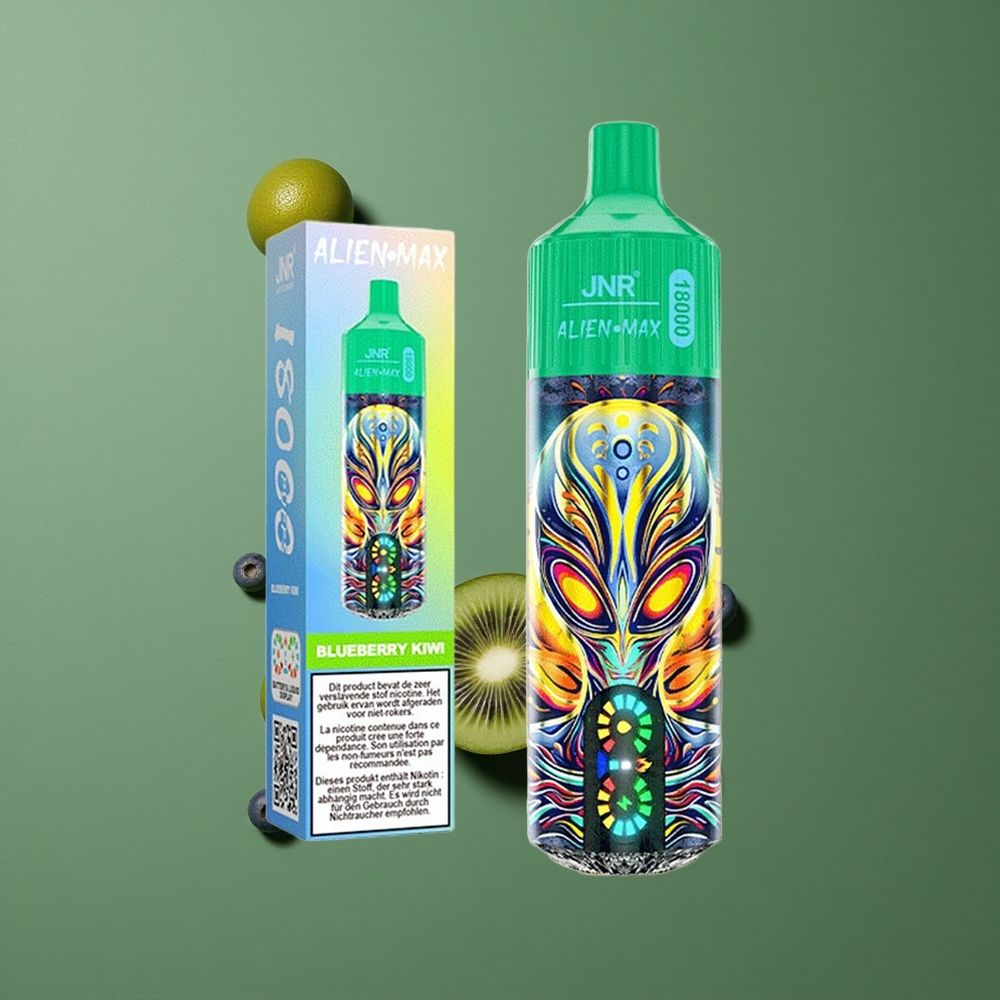 Blåbær Kiwi JNR Alien Max 18000 Pust 28ml E-liquid Type-C Hurtigopladning Denmark vape