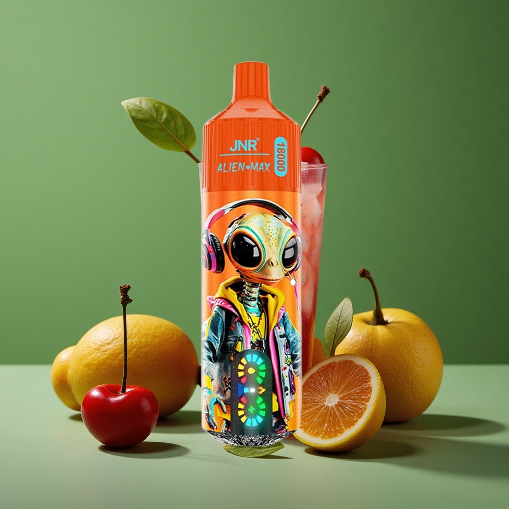 Frisky Kirsebær Cola JNR Alien Max 18000 Pust Smart LED Display 28ml E-liquid Denmark vape