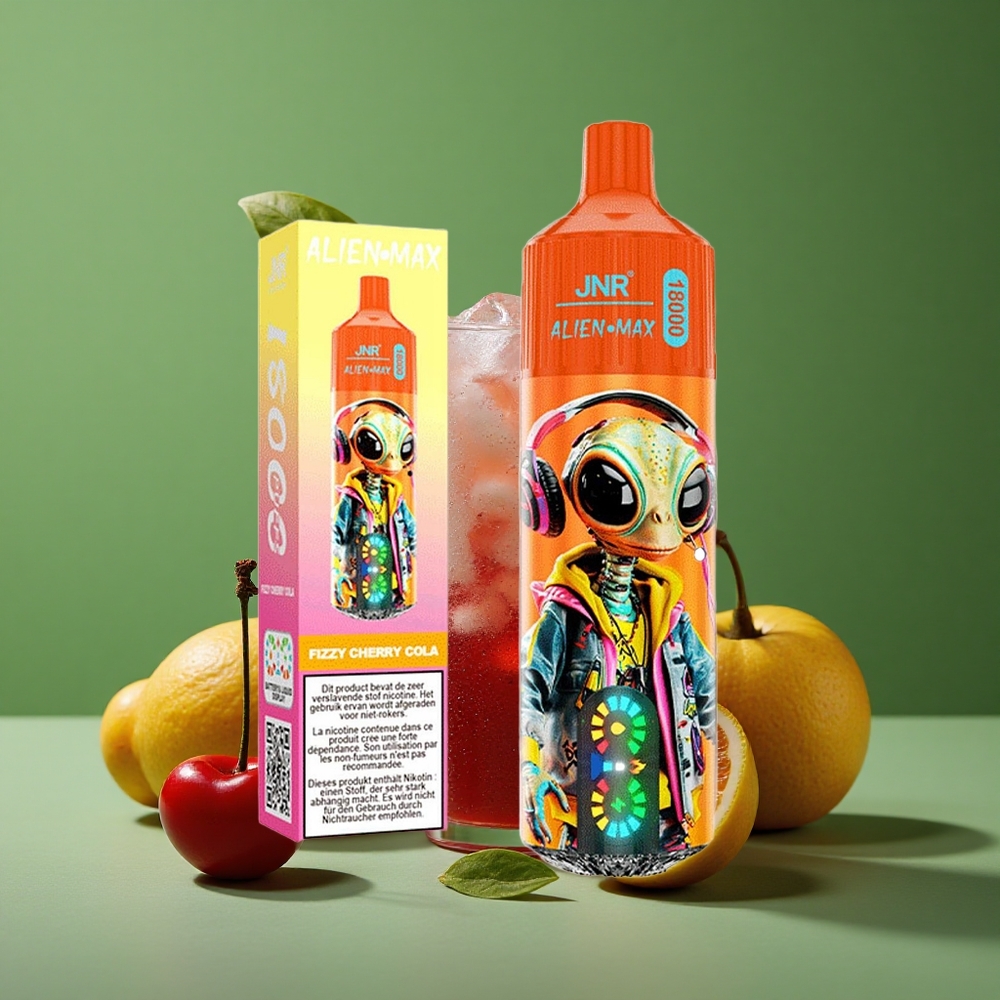 Frisky Kirsebær Cola JNR Alien Max 18000 Pust Smart LED Display 28ml E-liquid Denmark vape