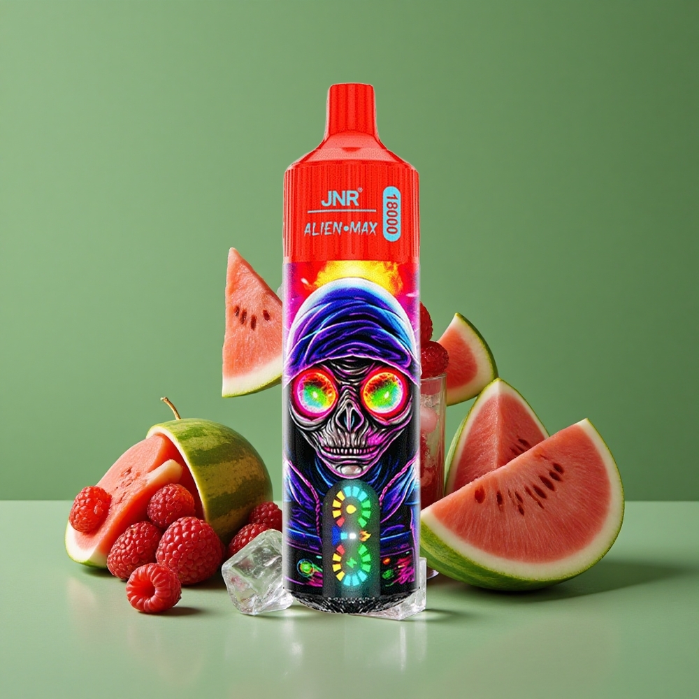 Hindbær Vandmelon Is JNR Alien Max 18000 Pust 28ml E-væske Type-C Hurtigopladning Denmark vape