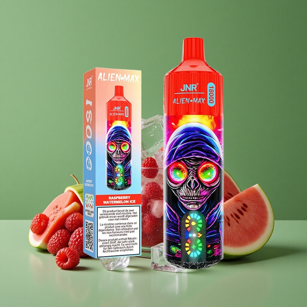 Hindbær Vandmelon Is JNR Alien Max 18000 Pust 28ml E-væske Type-C Hurtigopladning Denmark vape