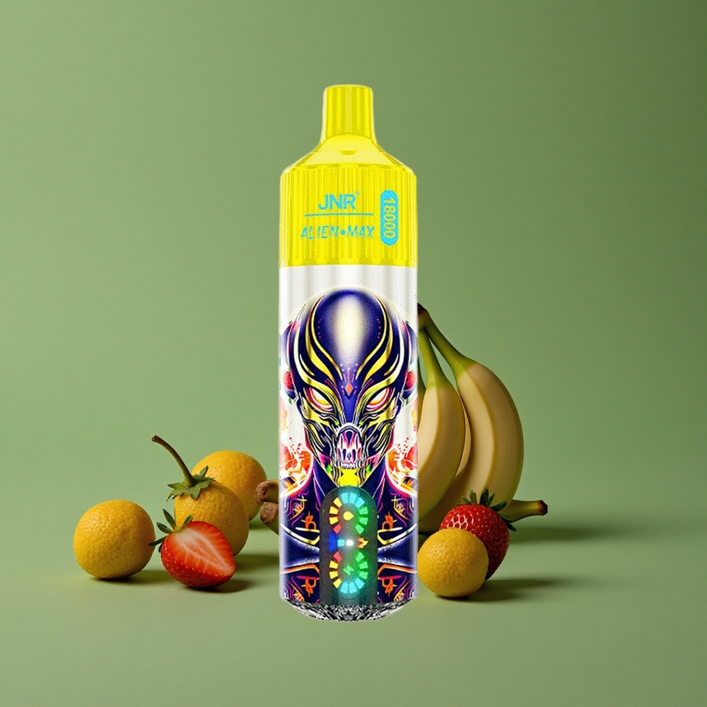 Jordbær Banan JNR Alien Max 18000 Pust Smart LED Display 28ml E-liquid Denmark vape