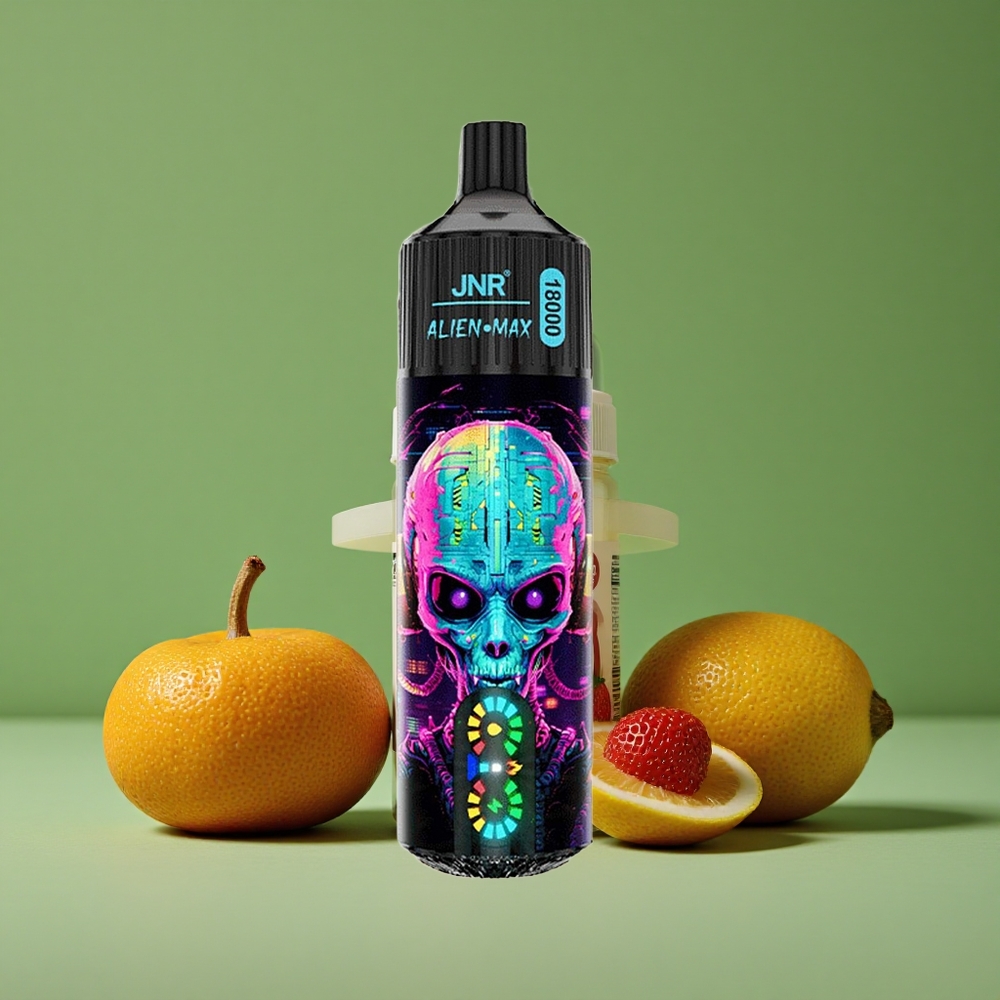 Jordbær Hubba Bubba JNR Alien Max 18000 Pust 28ml E-liquid Type-C Hurtigopladning Denmark vape