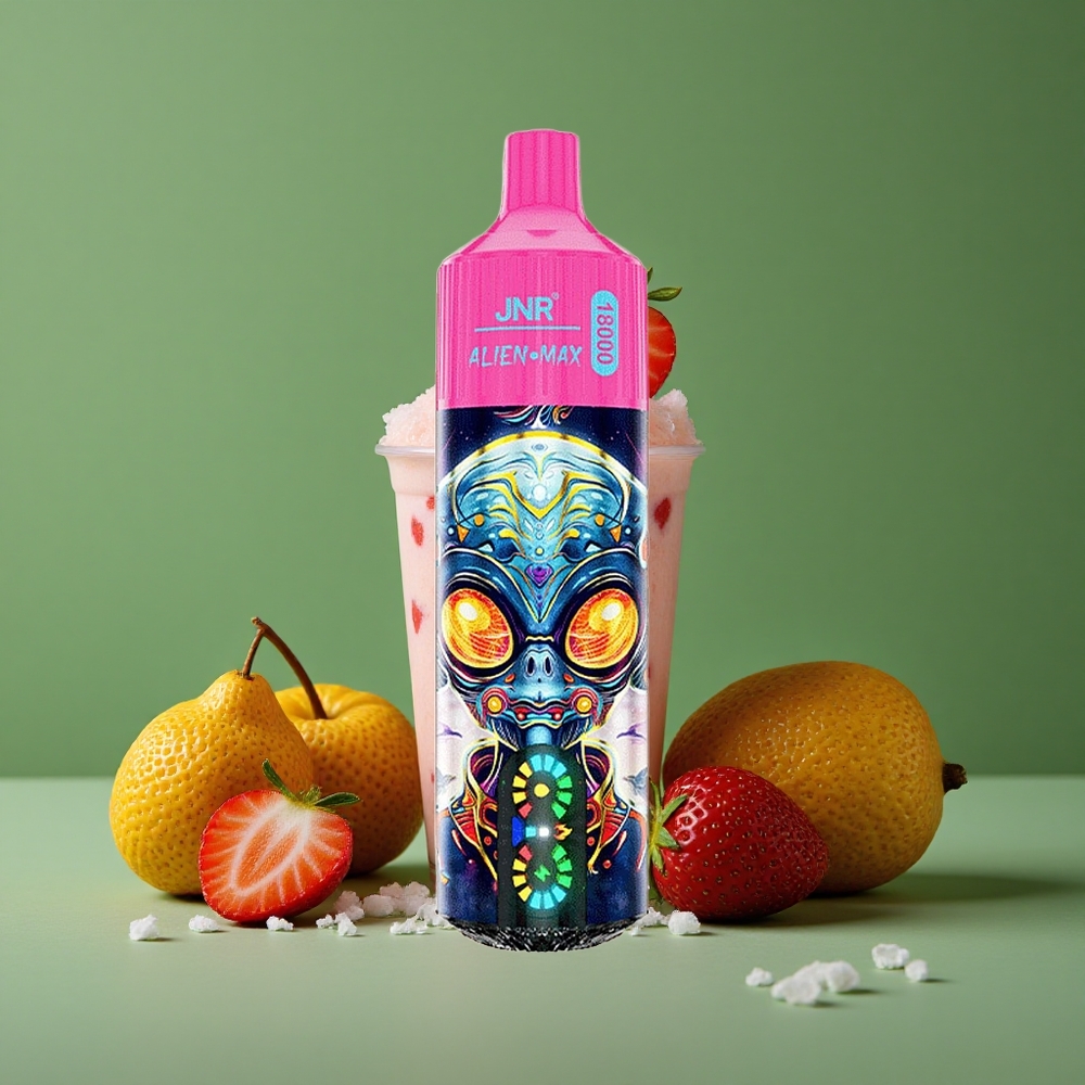 Jordbær Is JNR Alien Max 18000 Pust 28ml E-liquid Type-C Hurtigopladning Denmark vape