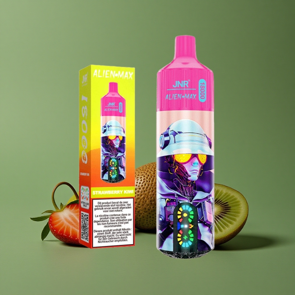 Jordbær Kiwi JNR Alien Max 18000 Pust Smart LED Display 28ml E-liquid Denmark vape