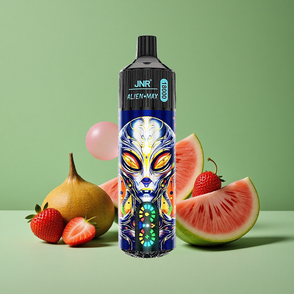 Jordbær Vandmelon Bubblegum JNR Alien Max 18000 Pust Smart LED Display 28ml E-liquid Denmark vape
