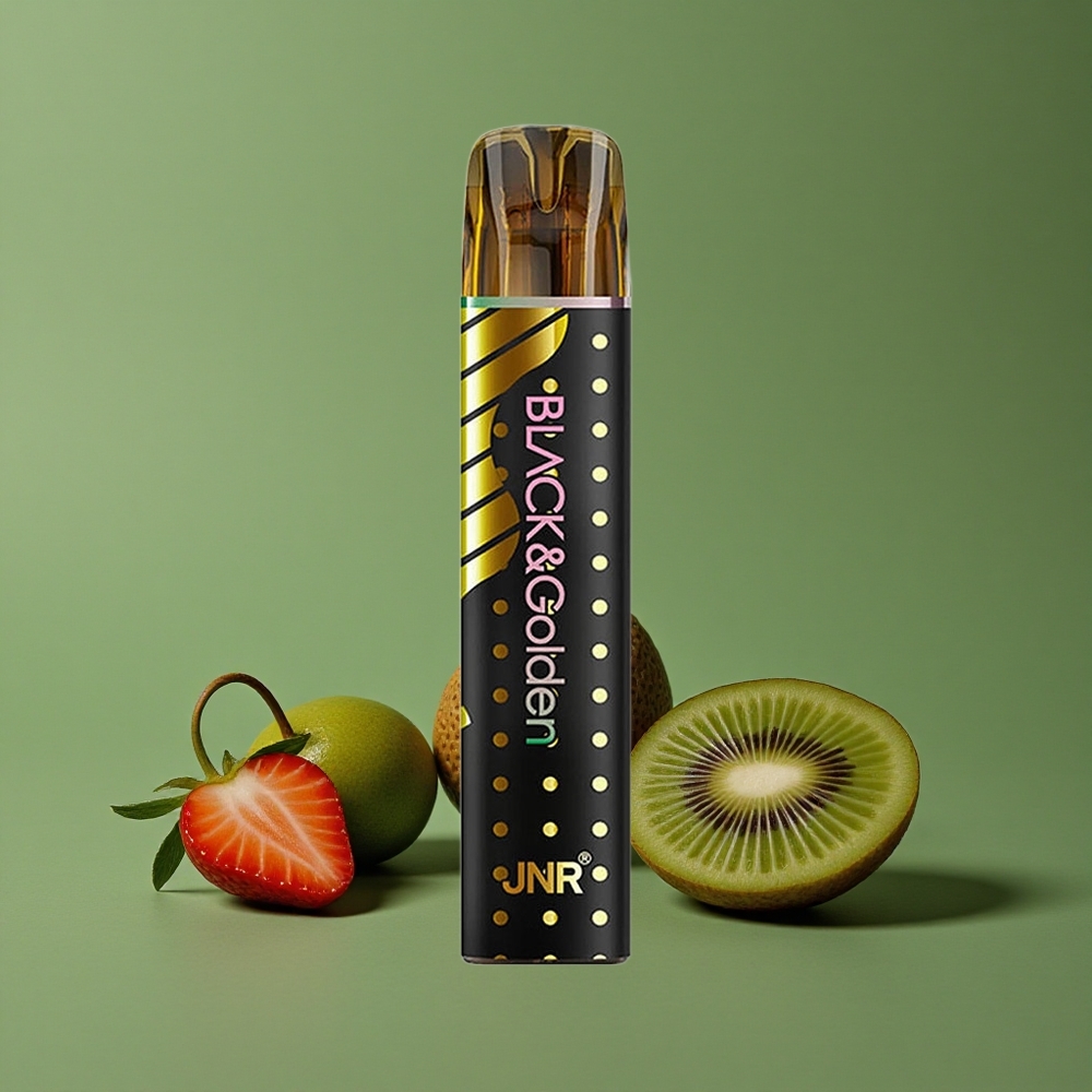 Jordbær Kiwi JNR Black&Golden 800 Pust 550mAh Batterikapacitet Denmark vape