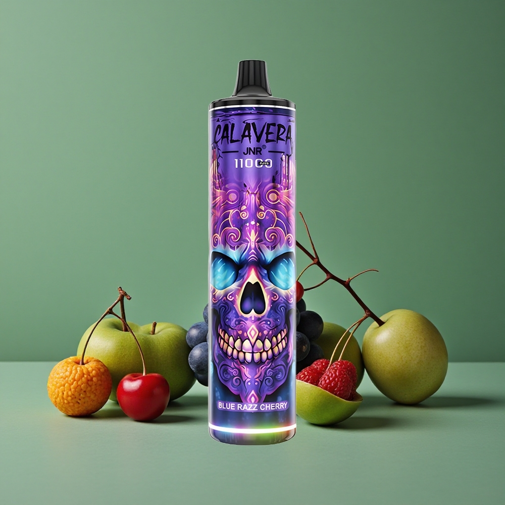 Blå Hindbær Kirsebær JNR Calavera 11000 Pust 21ml E-Liquid Kapacitet 850 mAh Batteri Kapacitet Denmark vape