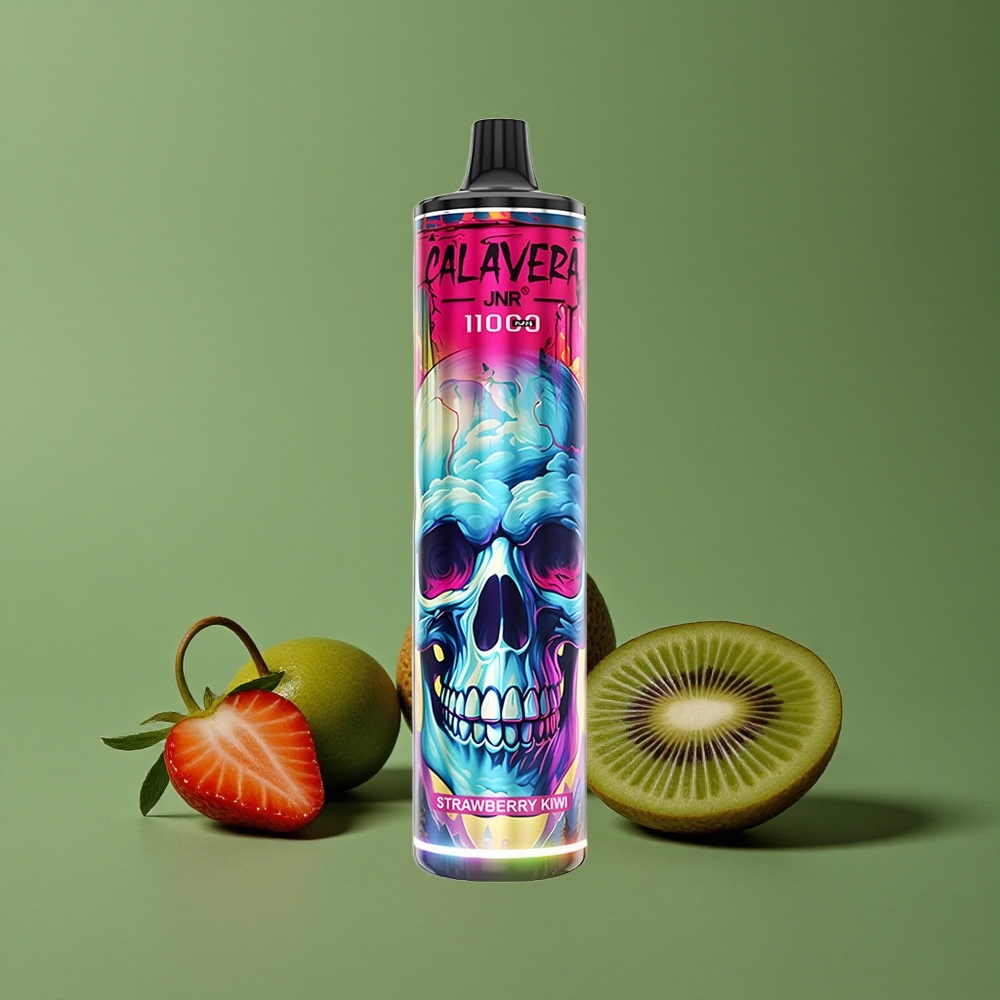 Jordbær Kiwi JNR Calavera 11000 Pust Type-C opladningsport 21ml E-Liquid Kapacitet Denmark vape