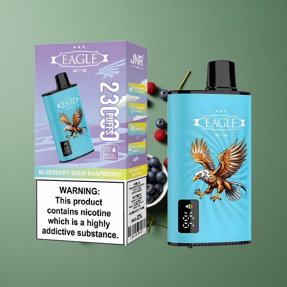 Blåbær Sur Hindbær JNR EAGLE Smart 23000 Pust Digital Skærm 25ml e-Væske Kapacitet Denmark vape
