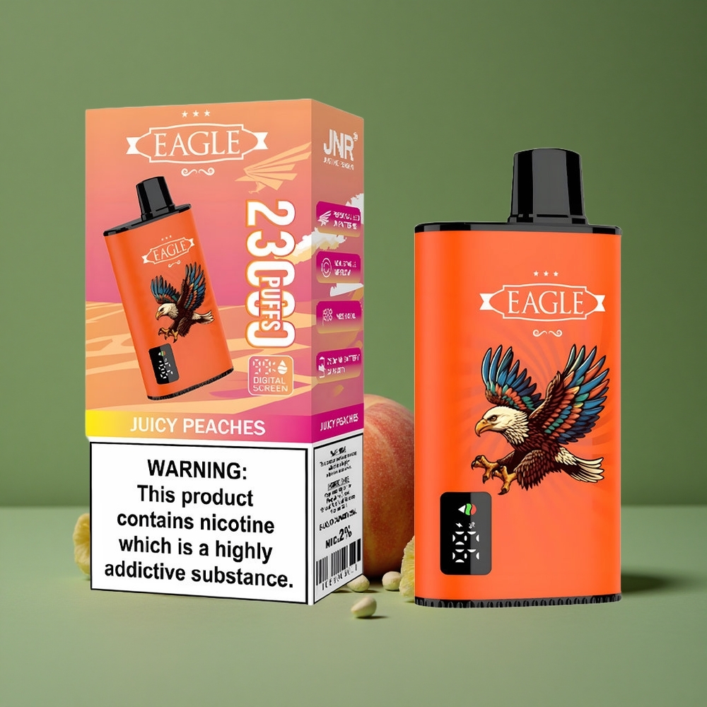 Juicy Peaches JNR EAGLE Smart 23000 Pust 25ml e-Liquid Kapacitet 750mAh Batteri Kapacitet Denmark vape