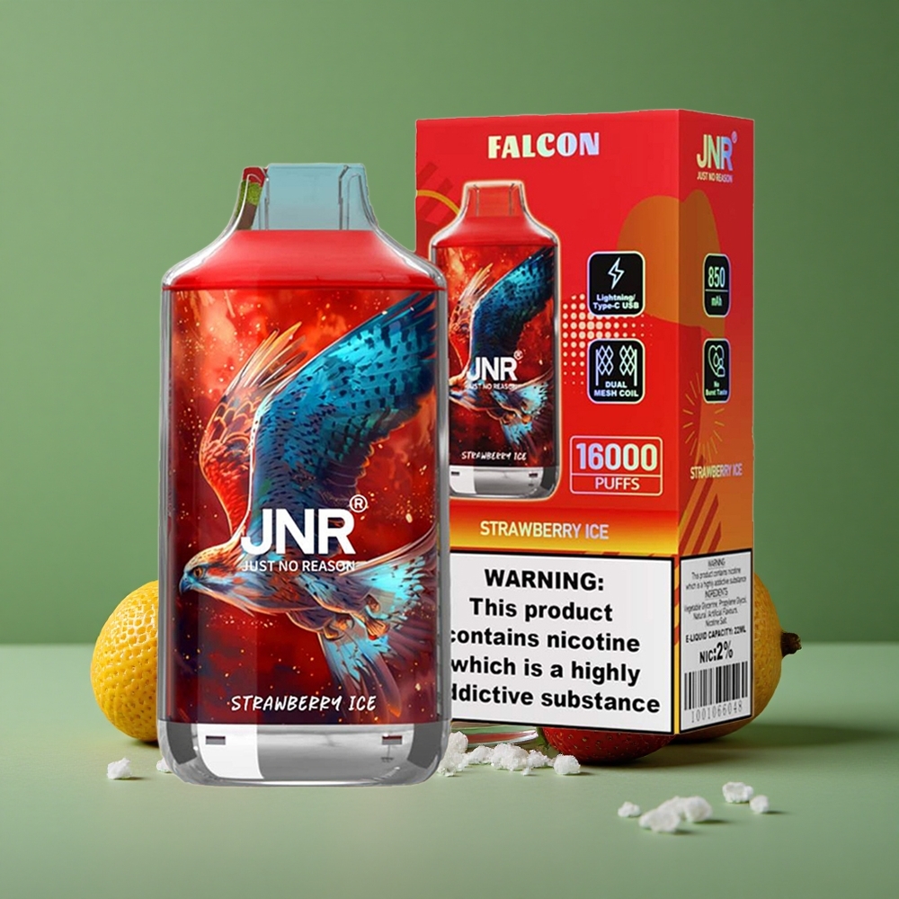 Jordbær Is JNR Falcon 16000 Pust 850 mAh Denmark vape