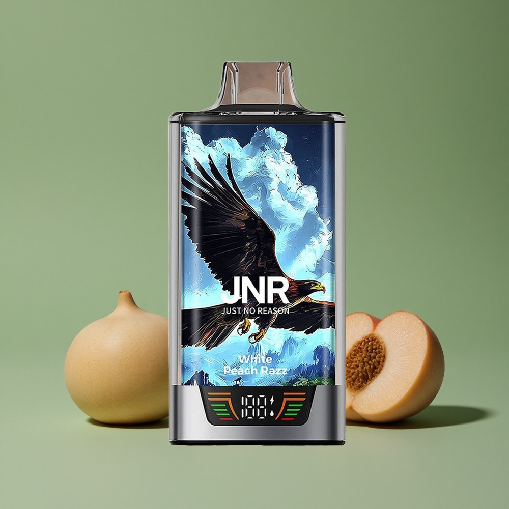 Hvid fersken hindbær JNR Falcon Pro 28000 Pust 30ml forfyldt kapacitet 5% nikotinstyrke Denmark vape