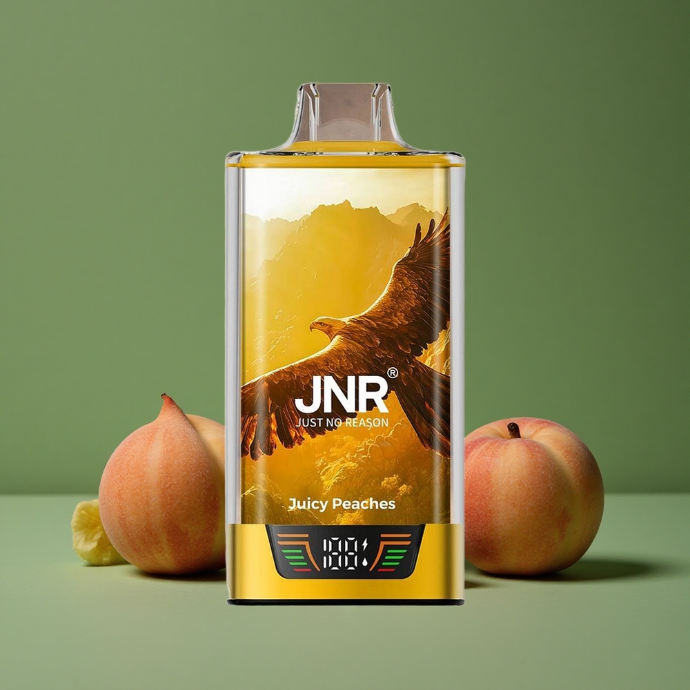 Juicy Peaches (saftige ferskner) JNR Falcon Pro 28000 Pust 30ml forudfyldt kapacitet 950mAh batterikapacitet Denmark vape