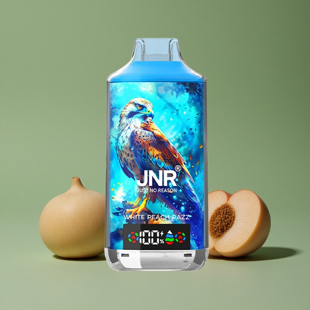 Hvid fersken hindbær JNR Falcon X 18000 Pust 750mAh batteri 24ml e-væske Denmark vape