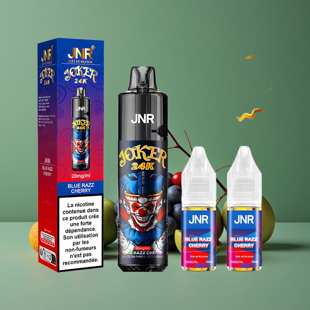 Blå Hindbær Kirsebær JNR Joker 24000 Pust 800mAh Batteri Type-C Opladning Denmark vape