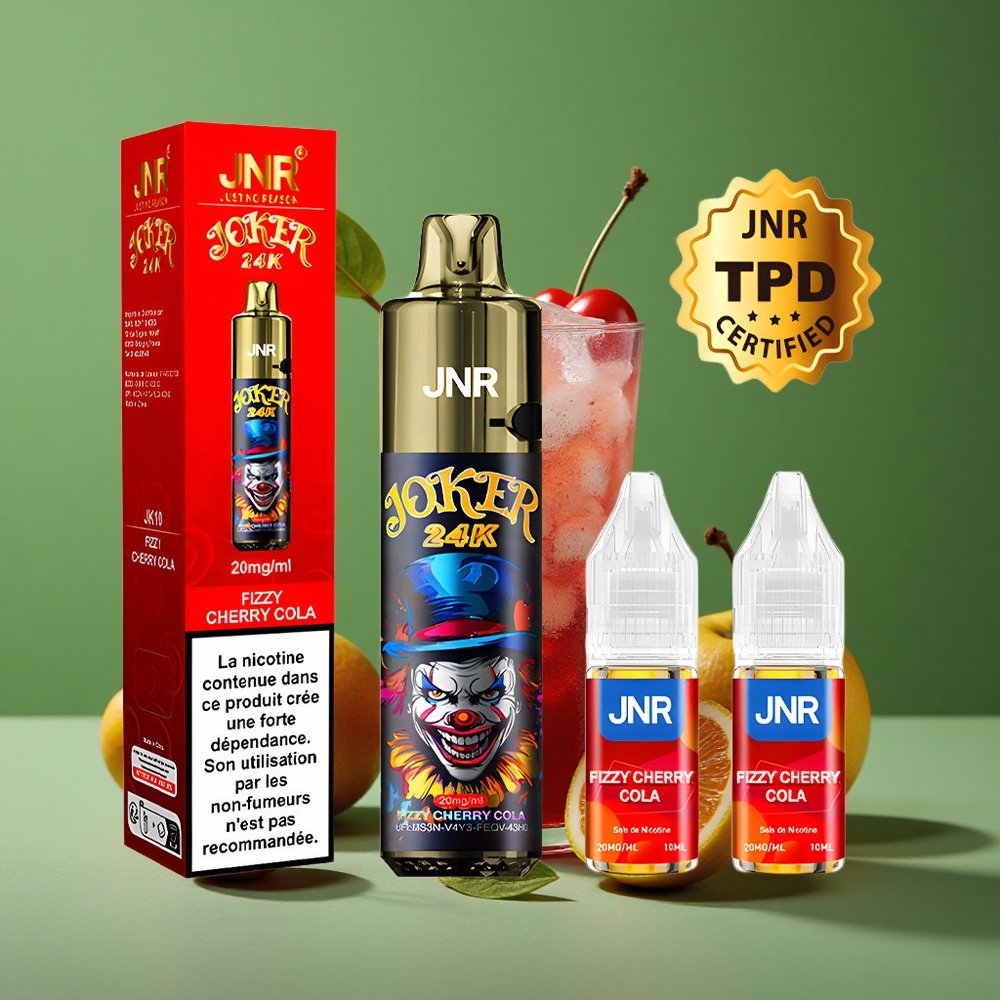 Frisk Kirsebær Cola JNR Joker 24000 Pust 2% nikotinindhold 800mAh Batteri Denmark vape