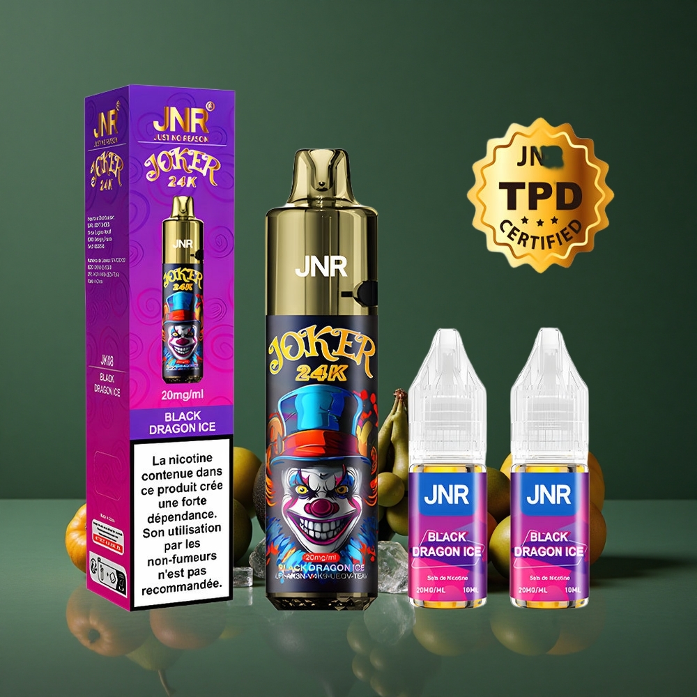 Sort Drage Is JNR Joker 24000 Pust 800mAh Batteri 2% Nikotinindhold Denmark vape