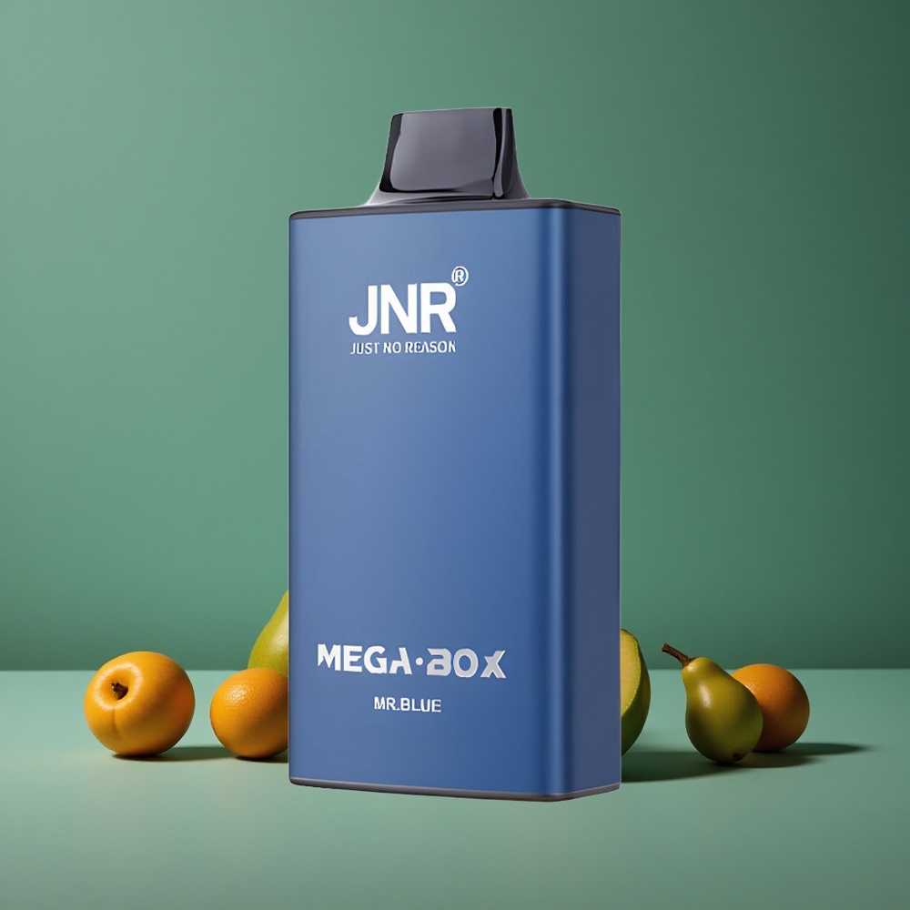 Blå JNR Mega Box 25000 Pust Engangs Vape med 30ml E-væske og 2% Nikotin Denmark vape