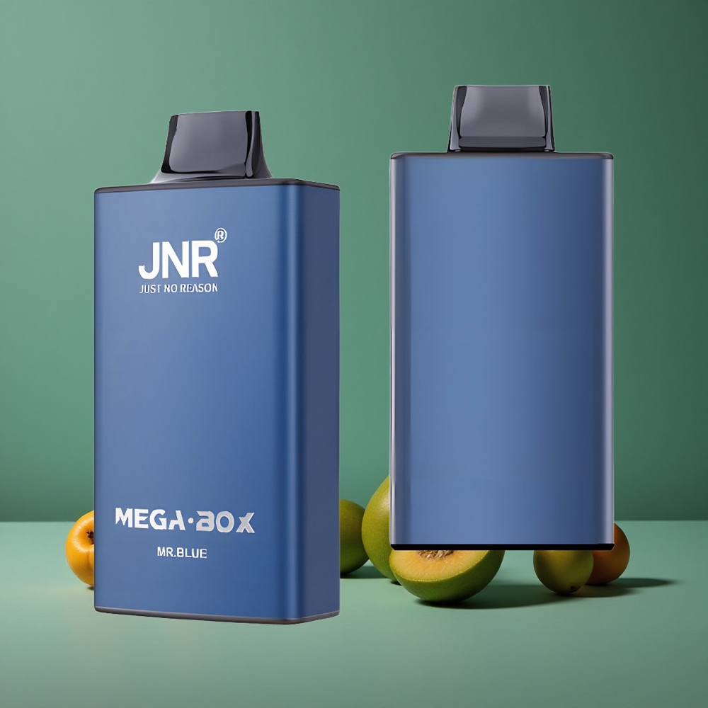 Blå JNR Mega Box 25000 Pust Engangs Vape med 30ml E-væske og 2% Nikotin Denmark vape