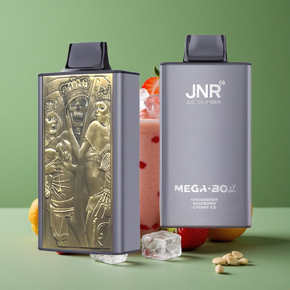 Jordbær Hindbær Kirsebær Is JNR Mega Box 25000 Pust 30ml e-væske kapacitet Denmark vape