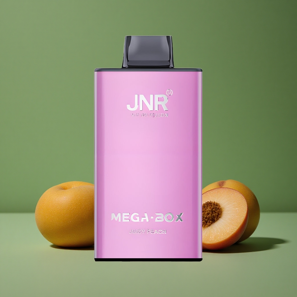 Saftig fersken JNR Mega Box 25000 Pust 30ml e-væske kapacitet Denmark vape