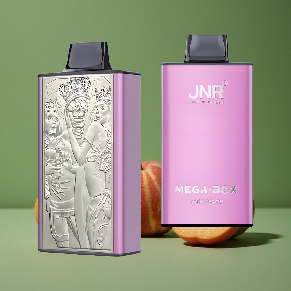 Saftig fersken JNR Mega Box 25000 Pust 30ml e-væske kapacitet Denmark vape