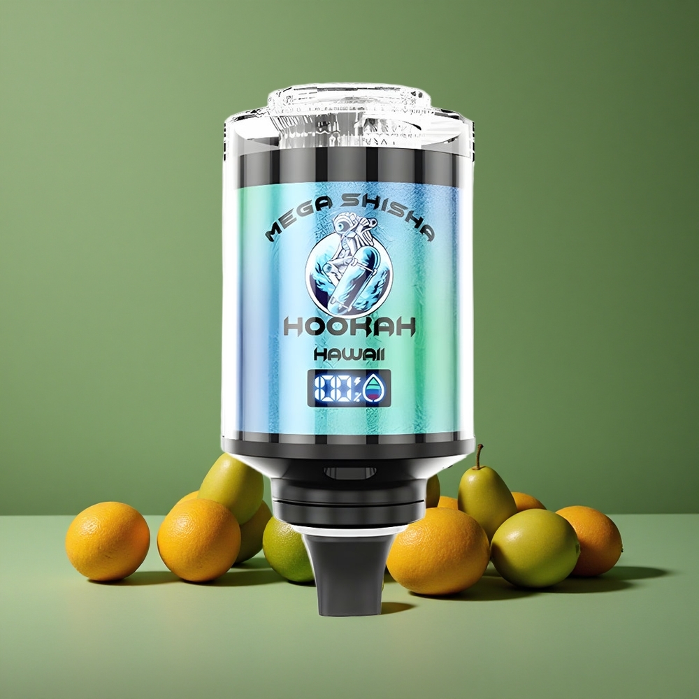 Hawaii JNR Mega Shisha Hookah 100K pust Interaktiv Smart Skærm Justerbar Luftstrøm Denmark vape