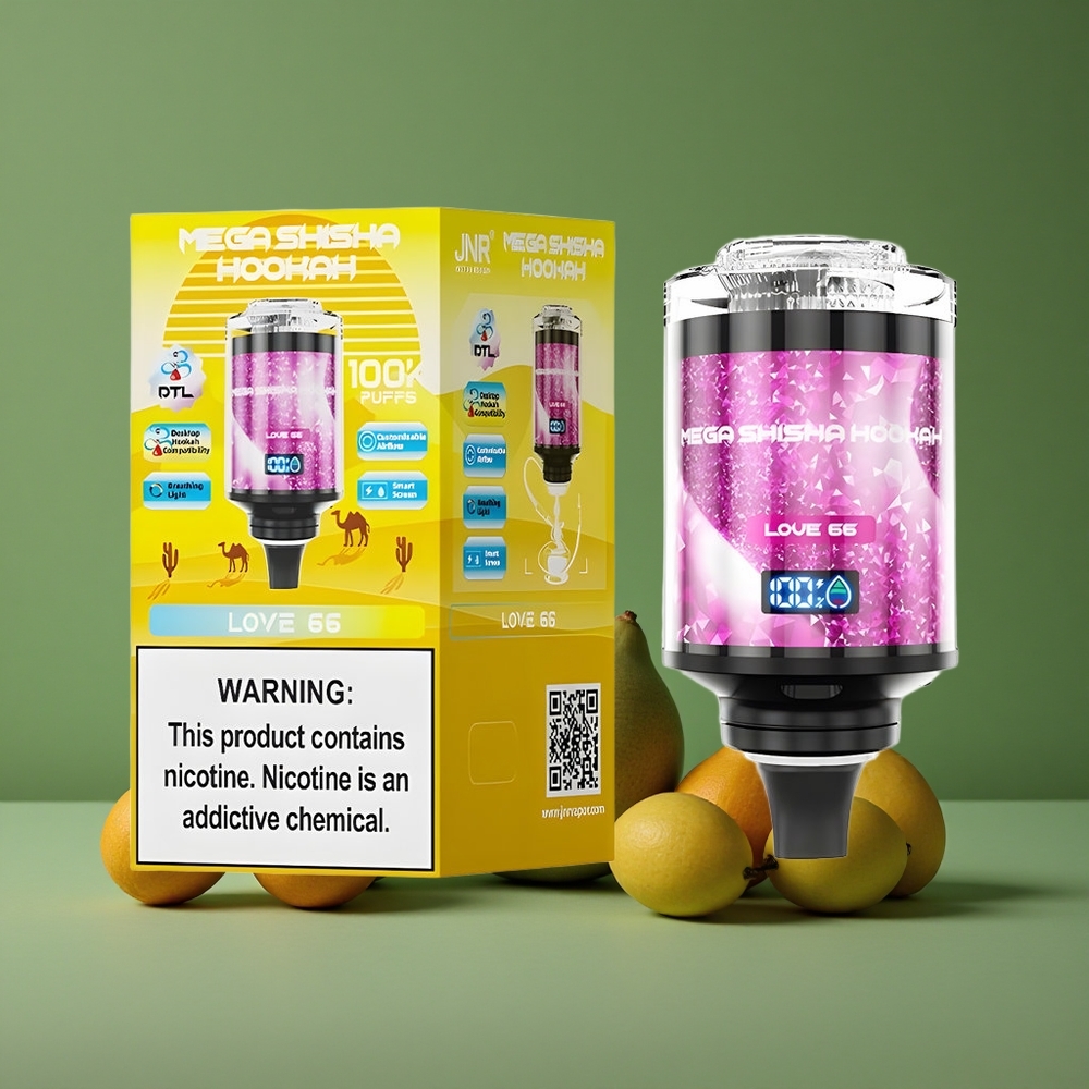 Kærlighed 66 JNR Mega Shisha Hookah 100000 Pust 60ml e-væske kapacitet Denmark vape