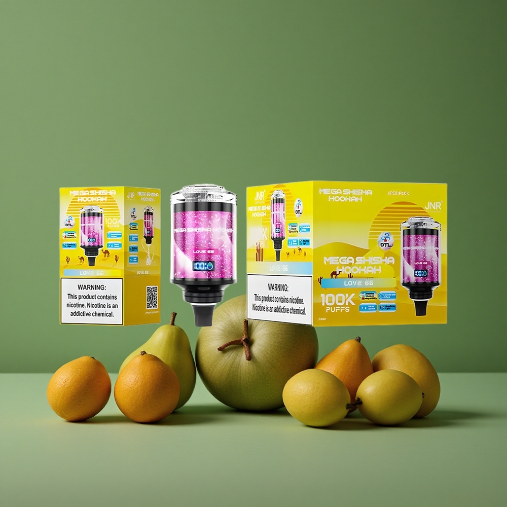 Kærlighed 66 JNR Mega Shisha Hookah 100000 Pust 60ml e-væske kapacitet Denmark vape