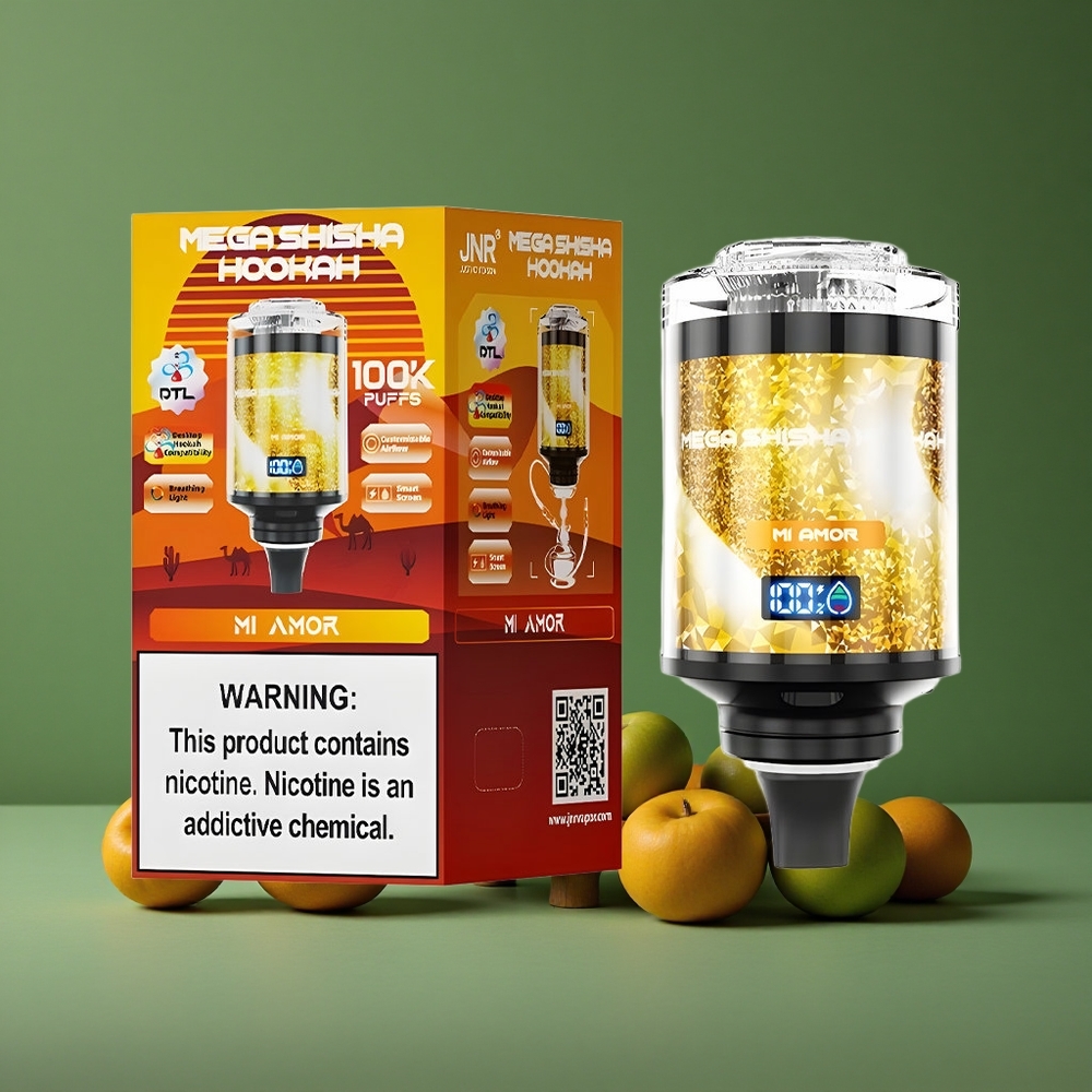 Mi Amor JNR Mega Shisha Hookah 100000 Pust 60ml e-væske kapacitet 2200mAh genopladelig batteri Denmark vape