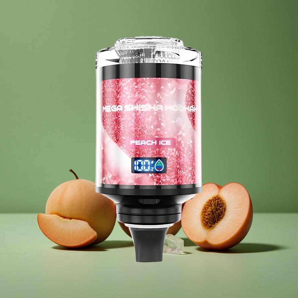 Peach Is (fersken is) JNR Mega Shisha Hookah 100000 Pust 60 ml e-væske kapacitet Denmark vape