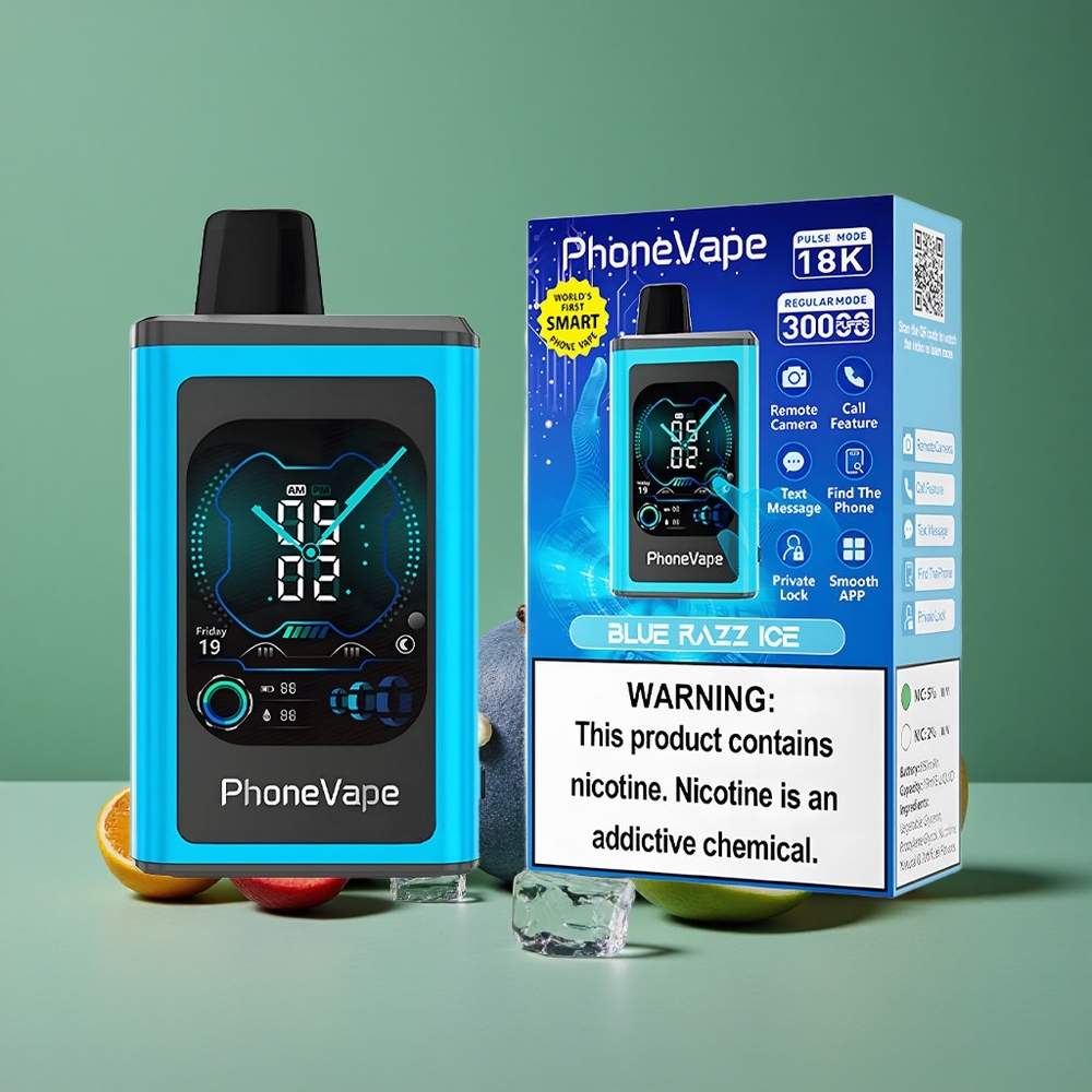 Blå Hindbær Is JNR PhoneVape 30000 Pust 850mAh Type-C Genopladelig Batteri Justerbar Luftflow Denmark vape