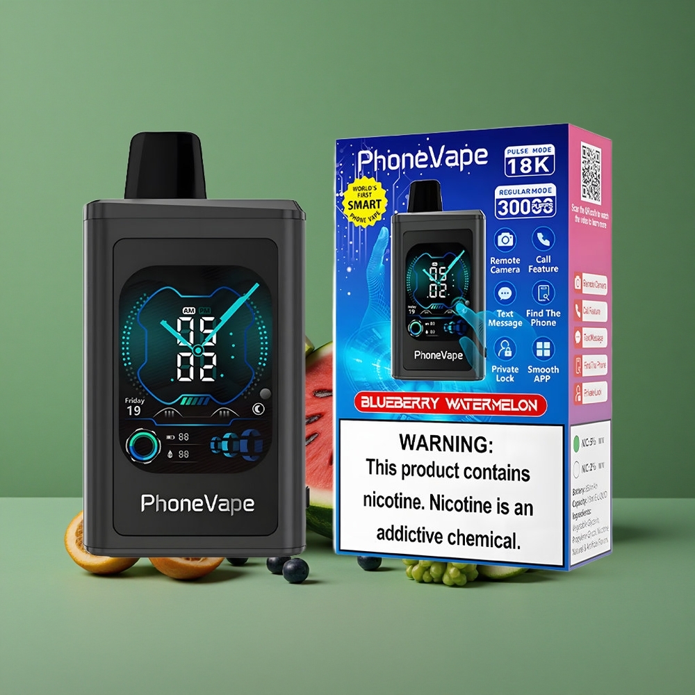 Blåbær Vandmelon JNR PhoneVape 30000 puffe 850mAh Type-C Genopladelig Batteri Denmark vape
