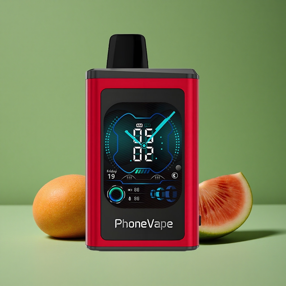 Fersken Mango Vandmelon JNR PhoneVape 30000 Pust 850mAh Type-C Genopladelig Batteri Justerbar Luftstrøm Denmark vape