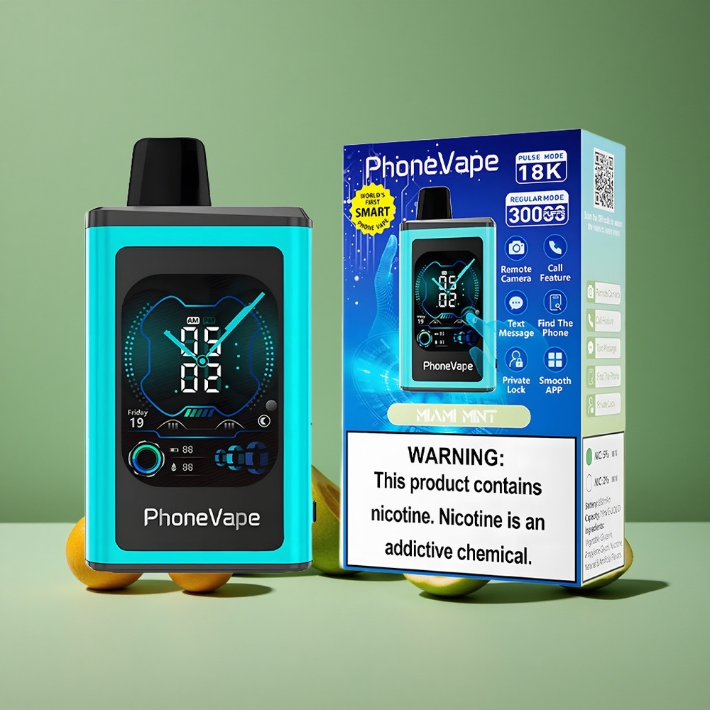 Miami Mynte JNR PhoneVape 30000 puffe Opladningsbar Batteri 850mAh Danmark vape