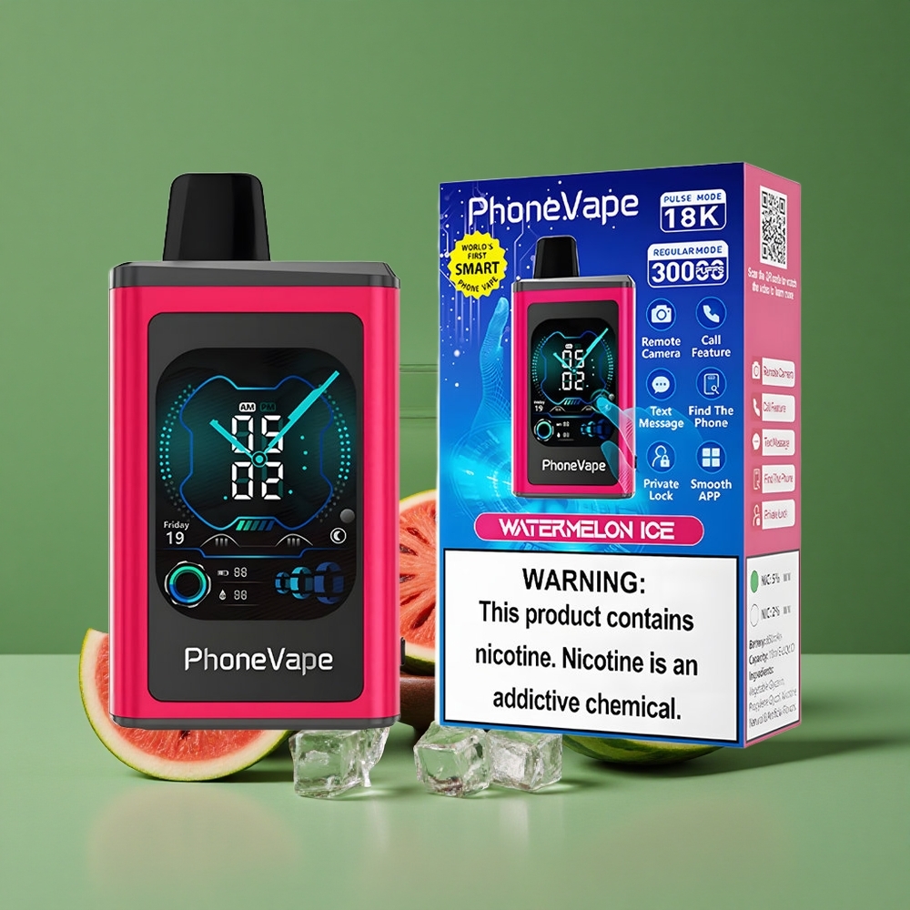 Vandmelon Is JNR PhoneVape 30000 Pust 850mAh Type-C Genopladelig Batteri og Justerbar Luftstrøm Denmark vape