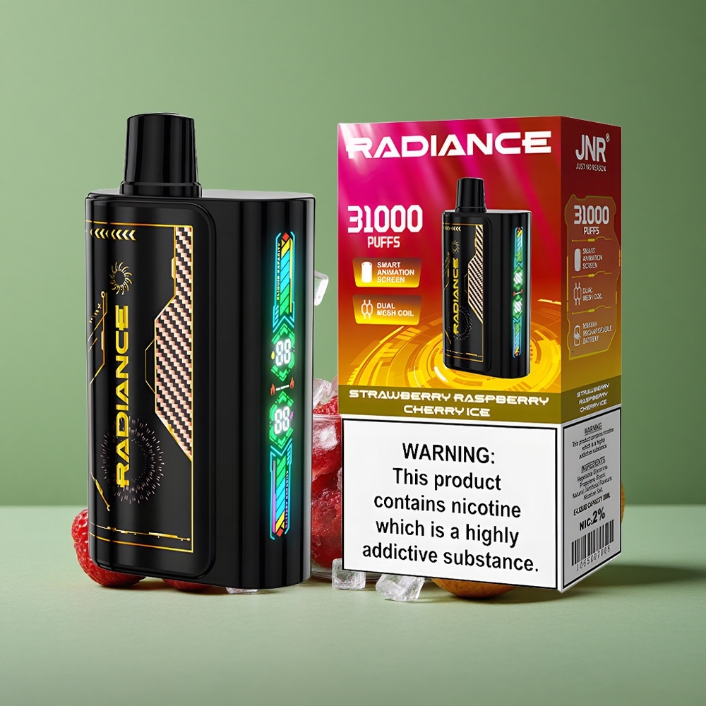 Jordbær Hindbær Kirsebær Is JNR Radiance 31000 Pust 28ml E-væske Denmark vape