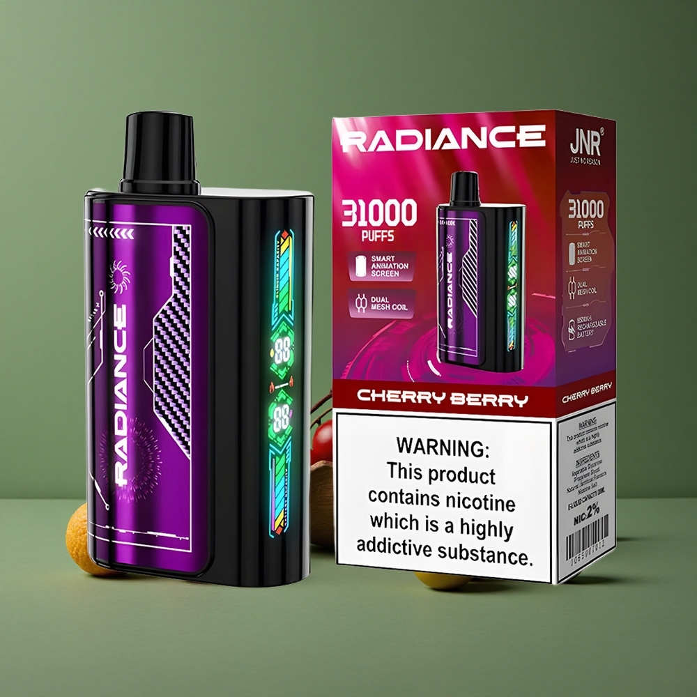 Kirsebær Bær JNR Radiance 31000 Pust Omtankbar Batteri 28ml E-væske Denmark vape