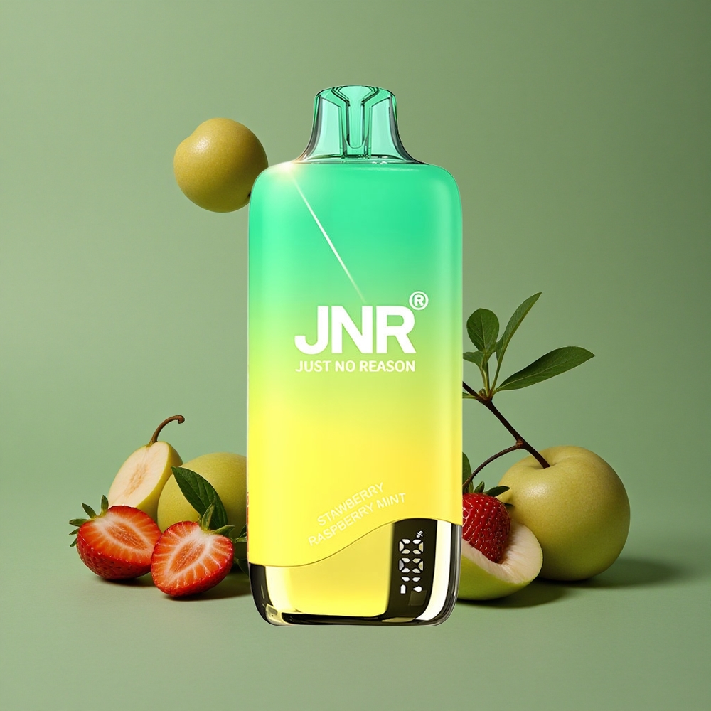 Jordbær Ferskenmynte JNR Rainbow 10500 Pust 18ml e-Liquid Tank Denmark vape
