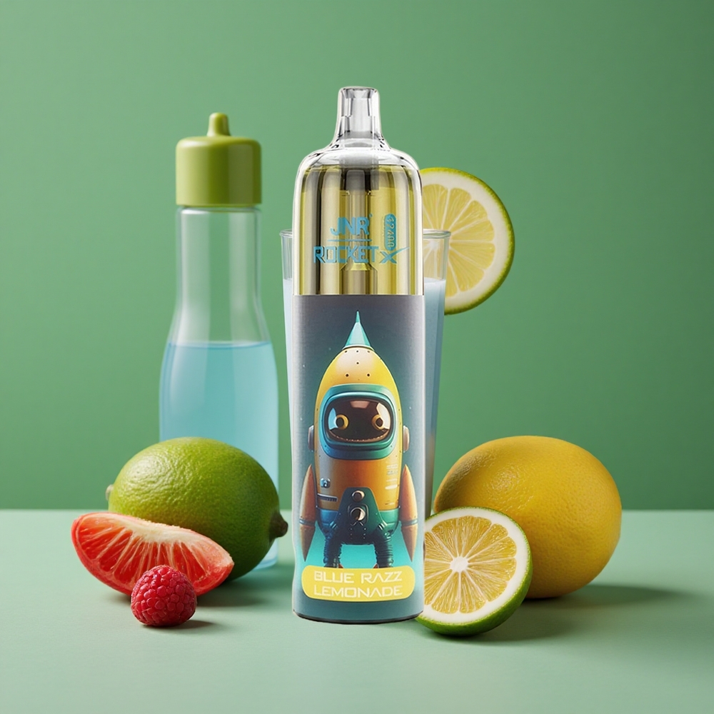 Blå Hindbær Lemonade JNR Rocket-X 12400 Pust 25ml e-Væske Kapacitet Type-C Hurtigopladning Denmark vape