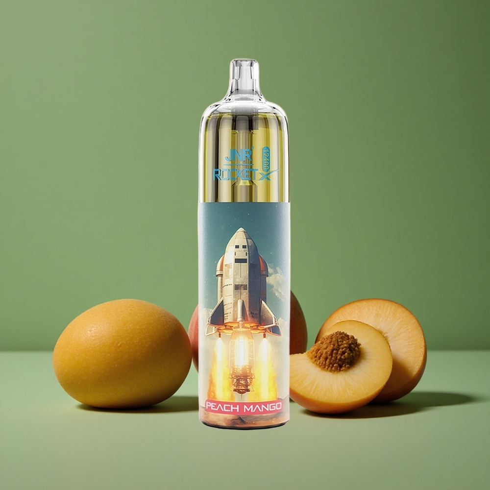 Fersken Mango JNR Rocket-X 12400 Pust 25ml e-Liquid Kapacitet Type-C Hurtigopladning Denmark vape